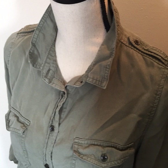 Army Green Button Down - Picture 2 of 7